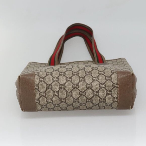 GUCCI GG Plus Supreme Web Sherry Line Tote Bag PVC Beige Red Auth bs26416 - Picture 6 of 16